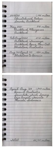 A screenshot of some of our logbook pages.